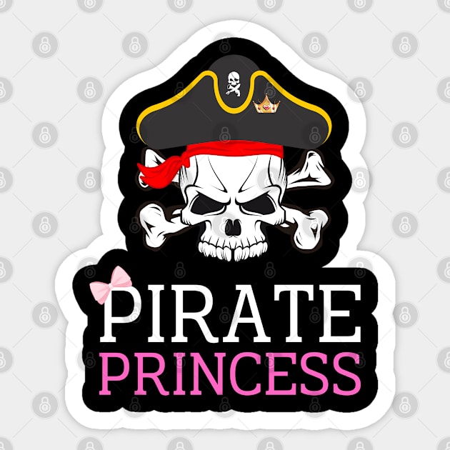 Pirate Princess Skull Girl Halloween Costume Sticker by AE Desings Digital